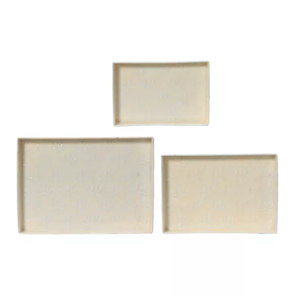 Eminza Lot De 3 Plateaux Décoratifs (34 X 24 Cm) Fleurs D'Ésmée Crème