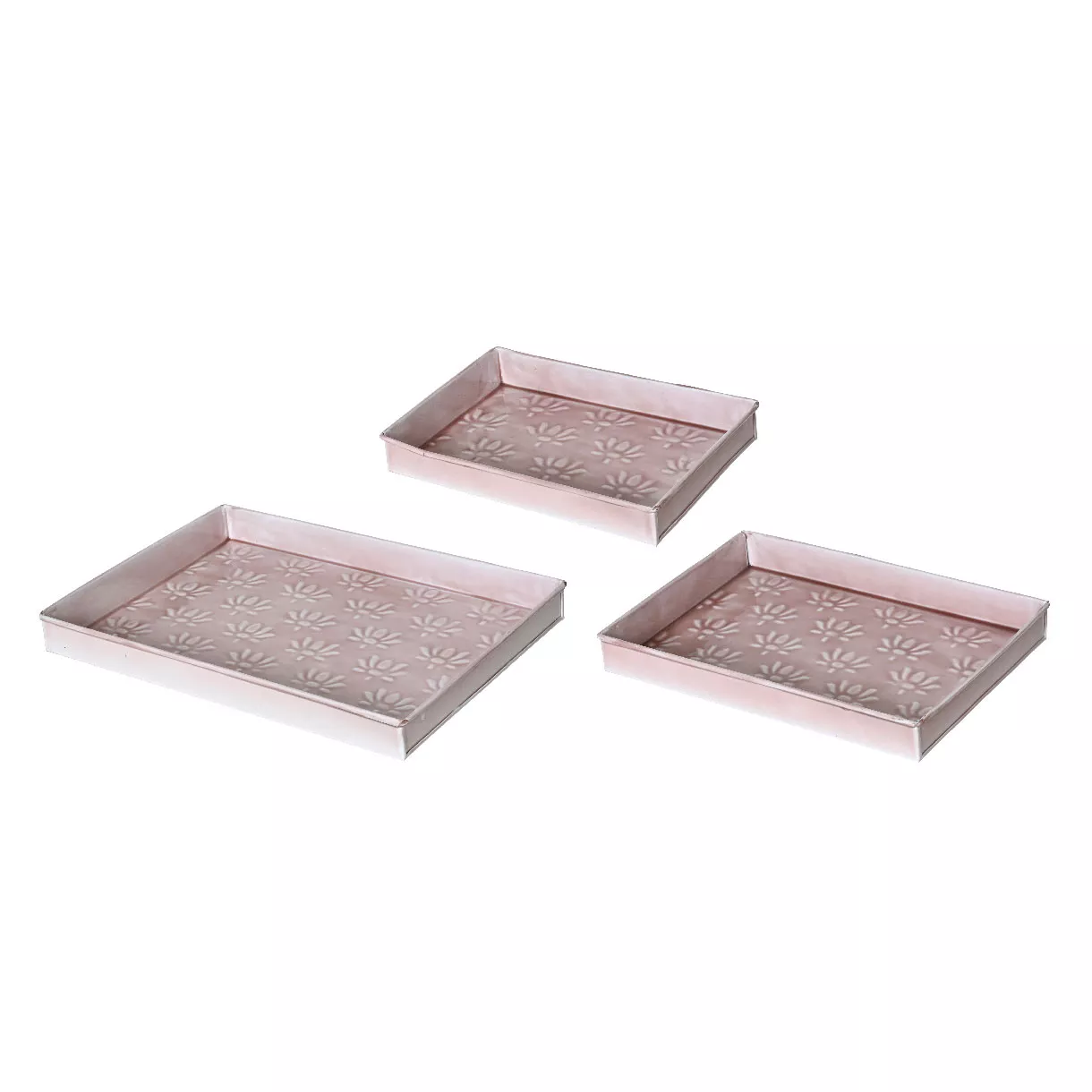 eminza Lot de 3 plateaux décoratifs (34 x 24 cm) Fleurs d'Ésmée Rose pâle