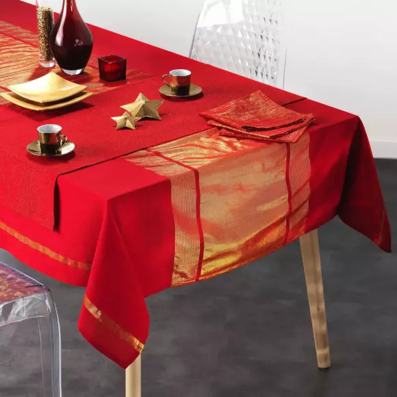 Eminza Lot De 3 Serviettes Coton (40 X 40 Cm) Elegancia Rouge