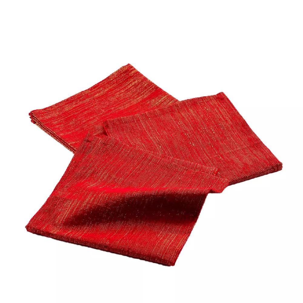 eminza Lot de 3 serviettes coton (40 x 40 cm) Elegancia Rouge