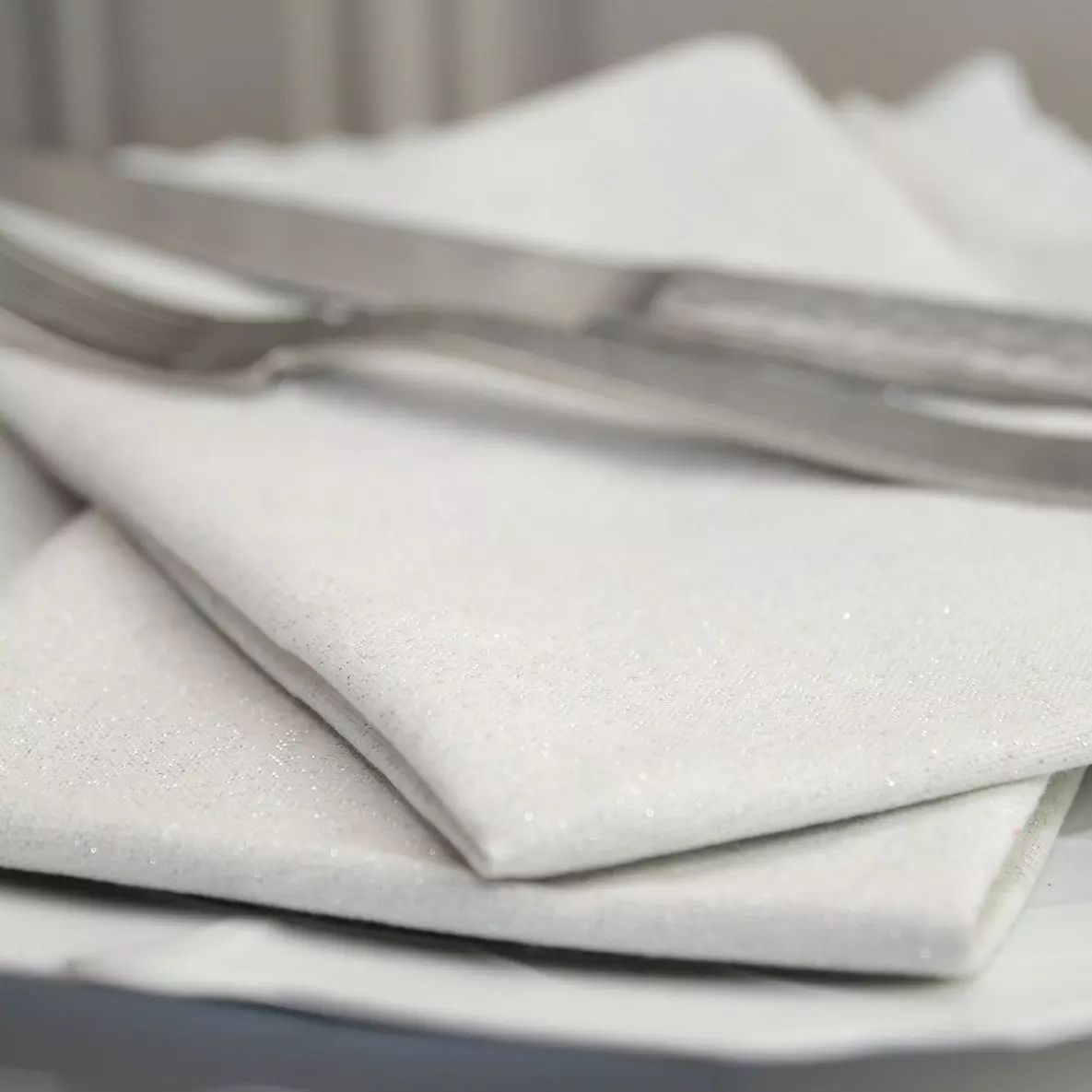eminza Lot de 3 serviettes coton (40 x 40 cm) Etincelle Ecru