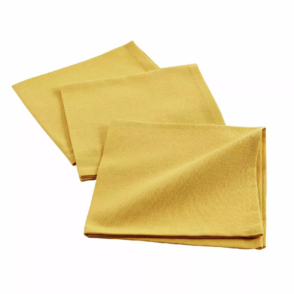 eminza Lot de 3 serviettes coton (40 x 40 cm) Initia Jaune