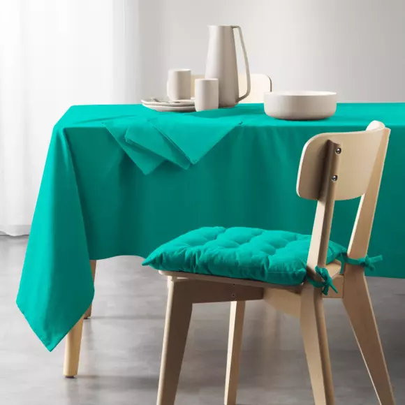 Eminza Lot De 3 Serviettes Coton Recyclé (40 X 40 Cm) Mistral Vert émeraude