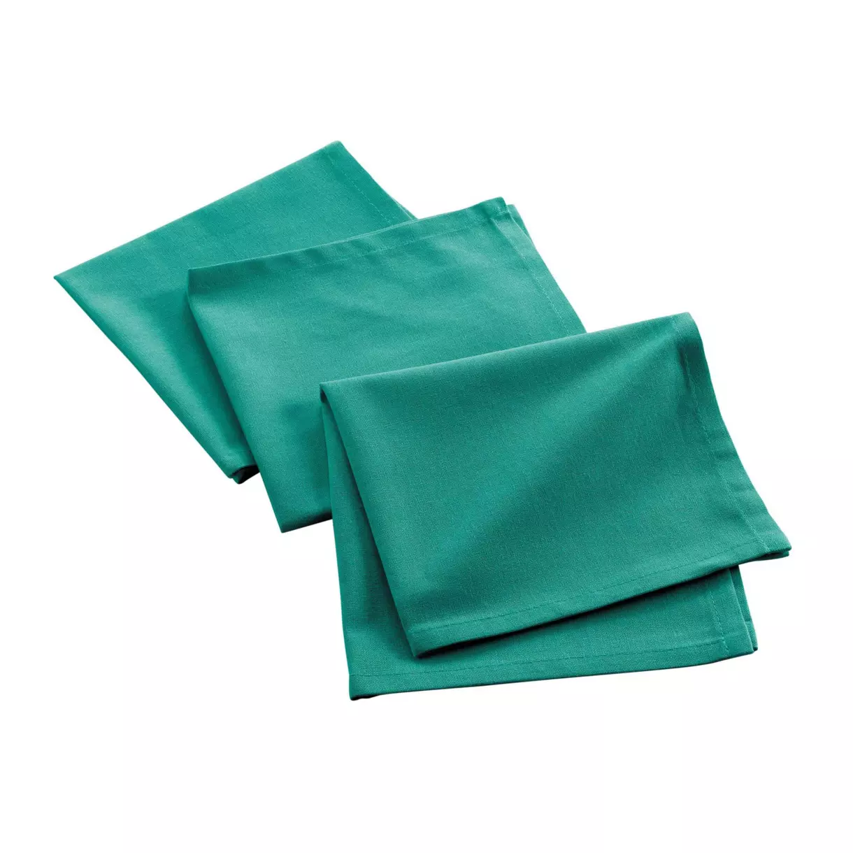 eminza Lot de 3 serviettes coton recyclé (40 x 40 cm) Mistral Vert émeraude