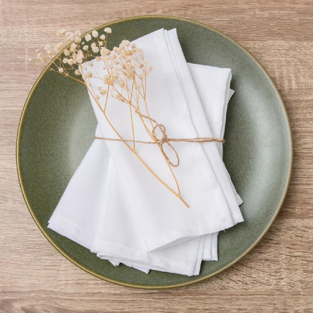 eminza Lot de 3 serviettes de table polyester (40 x 40 cm) Elise Blanches