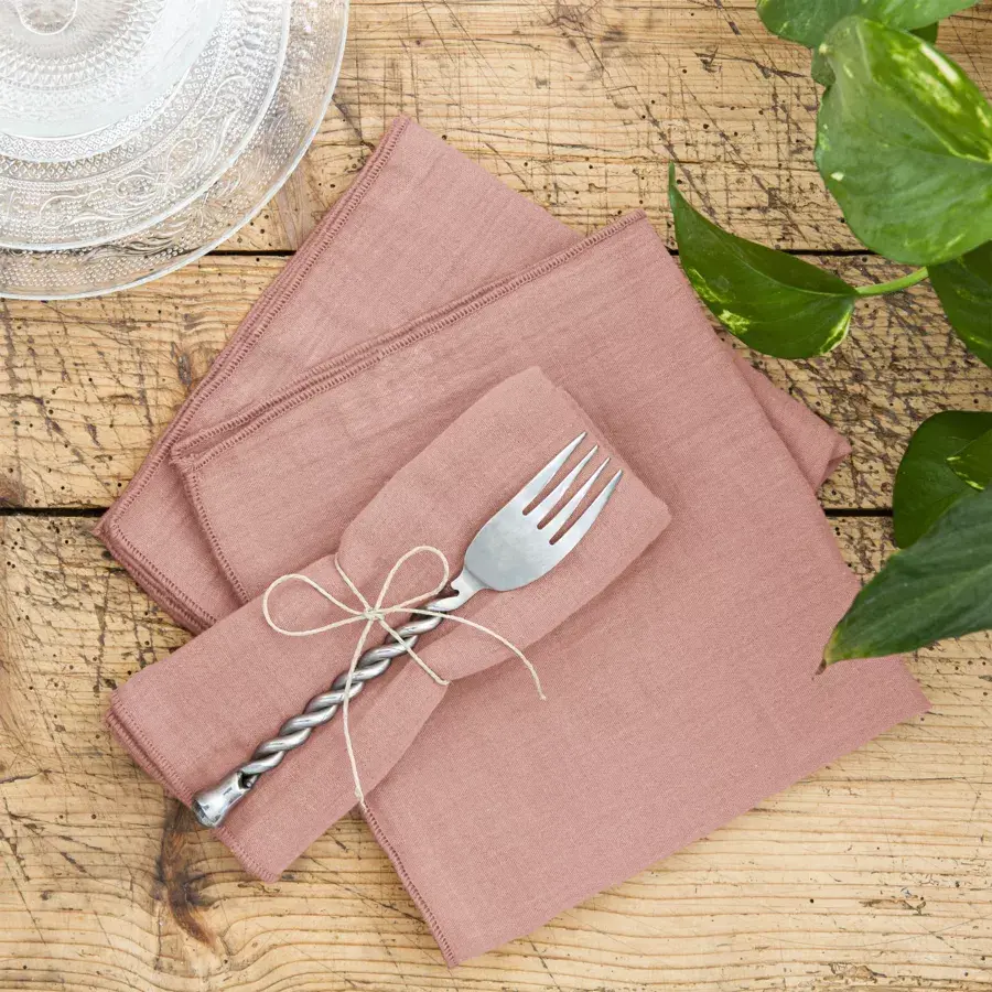 Eminza Lot De 3 Serviettes Gaze De Coton (40 X 40 Cm) Gaïa Rose Pêche