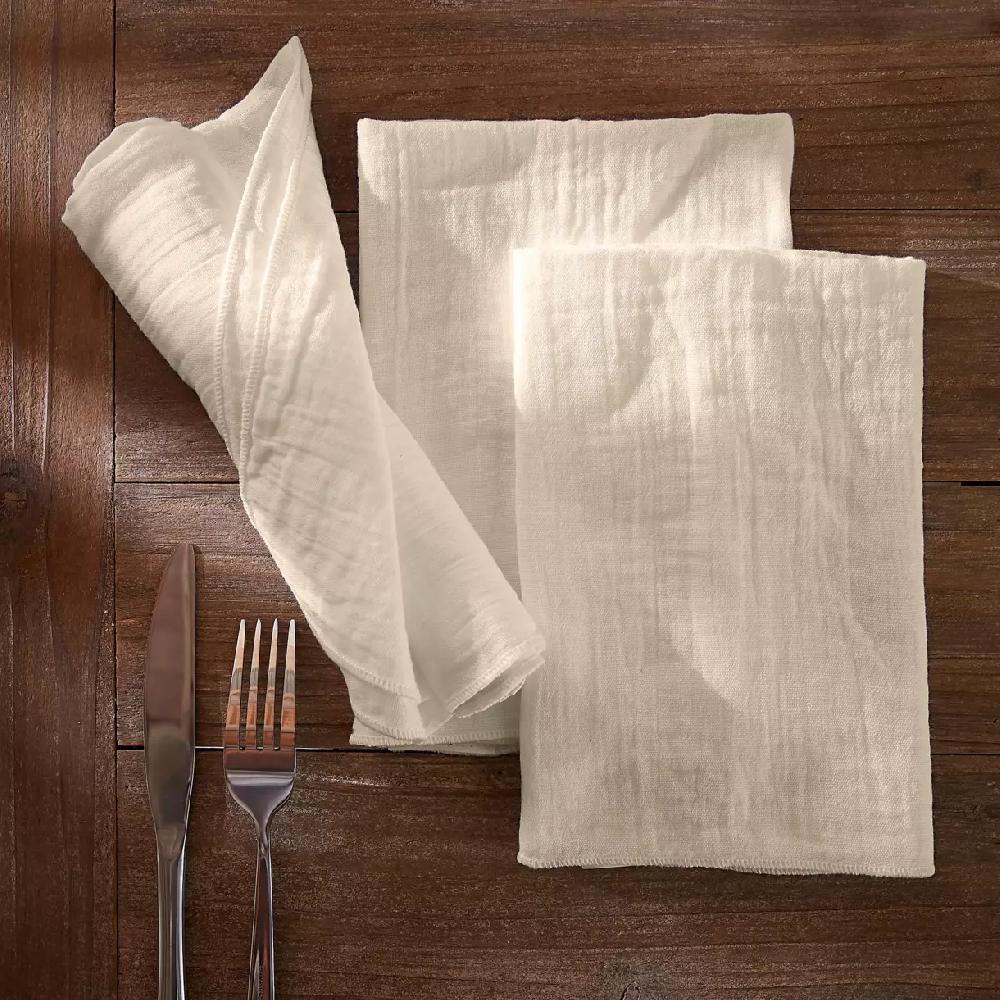eminza Lot de 3 serviettes gaze de coton (40 x 40 cm) Gaïa Beige pampa