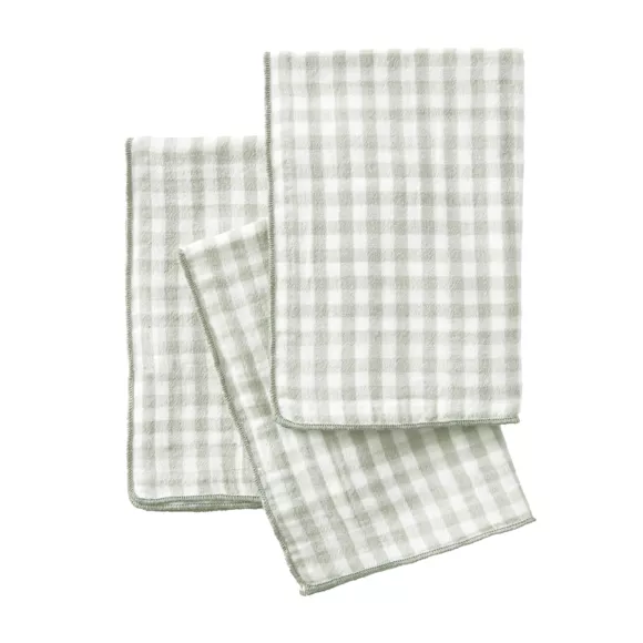 Eminza Lot De 3 Serviettes Gaze De Coton (40 X 40 Cm) Vickie Vert Eucalyptus