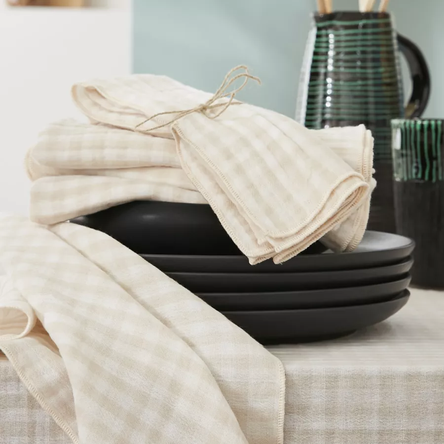 Eminza Lot De 3 Serviettes Gaze De Coton (40 X 40 Cm) Vickie Beige