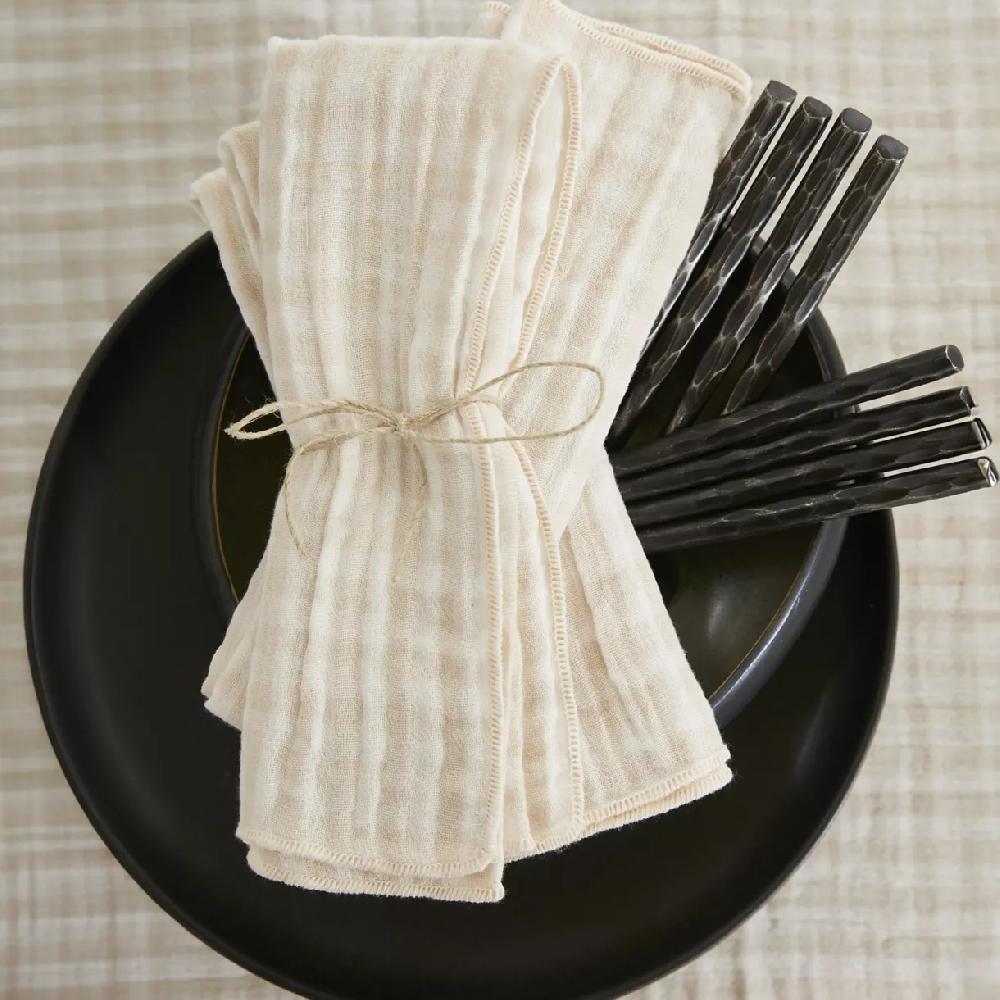 eminza Lot de 3 serviettes gaze de coton (40 x 40 cm) Vickie Beige