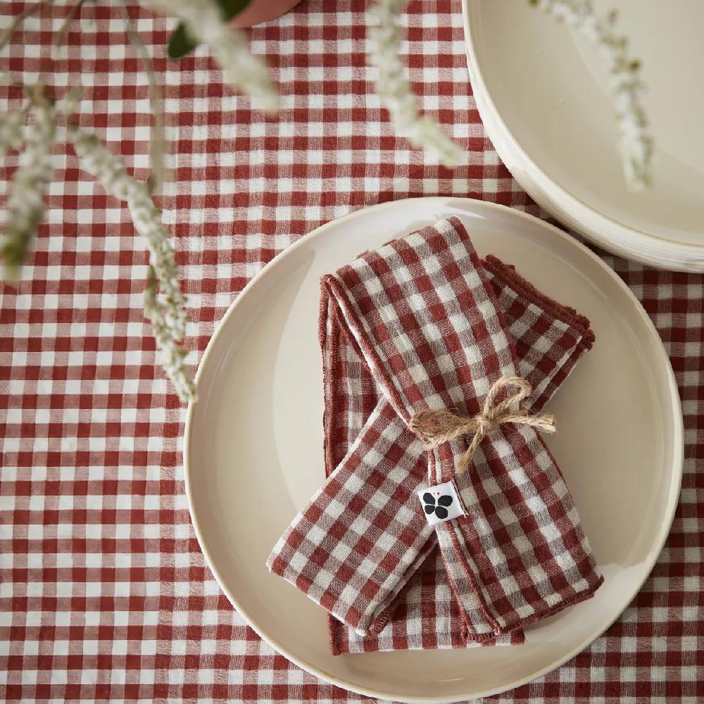 eminza Lot de 3 serviettes gaze de coton (40 x 40 cm) Vickie Terracotta