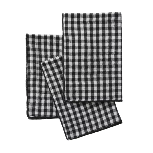 Eminza Lot De 3 Serviettes Gaze De Coton (40 X 40 Cm) Vickie Noire