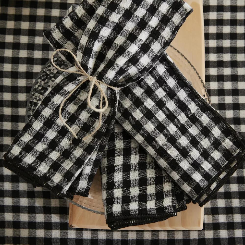 eminza Lot de 3 serviettes gaze de coton (40 x 40 cm) Vickie Noire