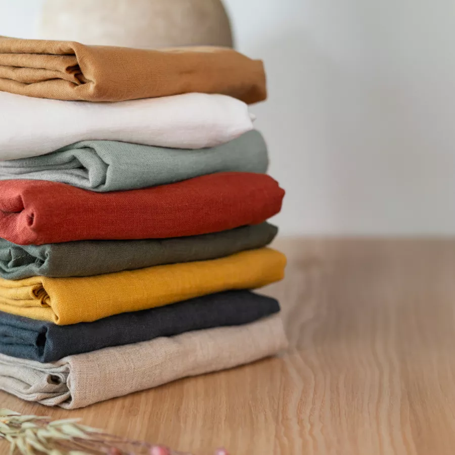 Eminza Lot De 3 Serviettes Lin Lavé (40 X 40 Cm) Louise Vert Romarin