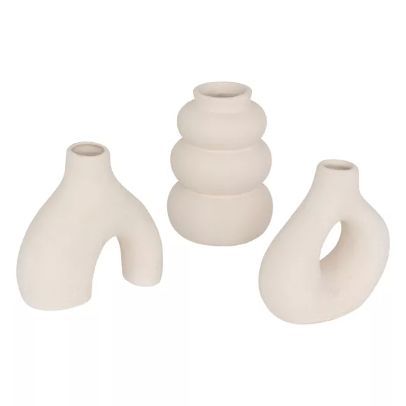 Eminza Lot De 3 Soliflores Céramique (H9 Cm) Iora Blanc