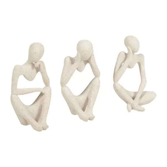 Eminza Lot De 3 Statues Contemporaines (H22 Cm) Dolo Blanc