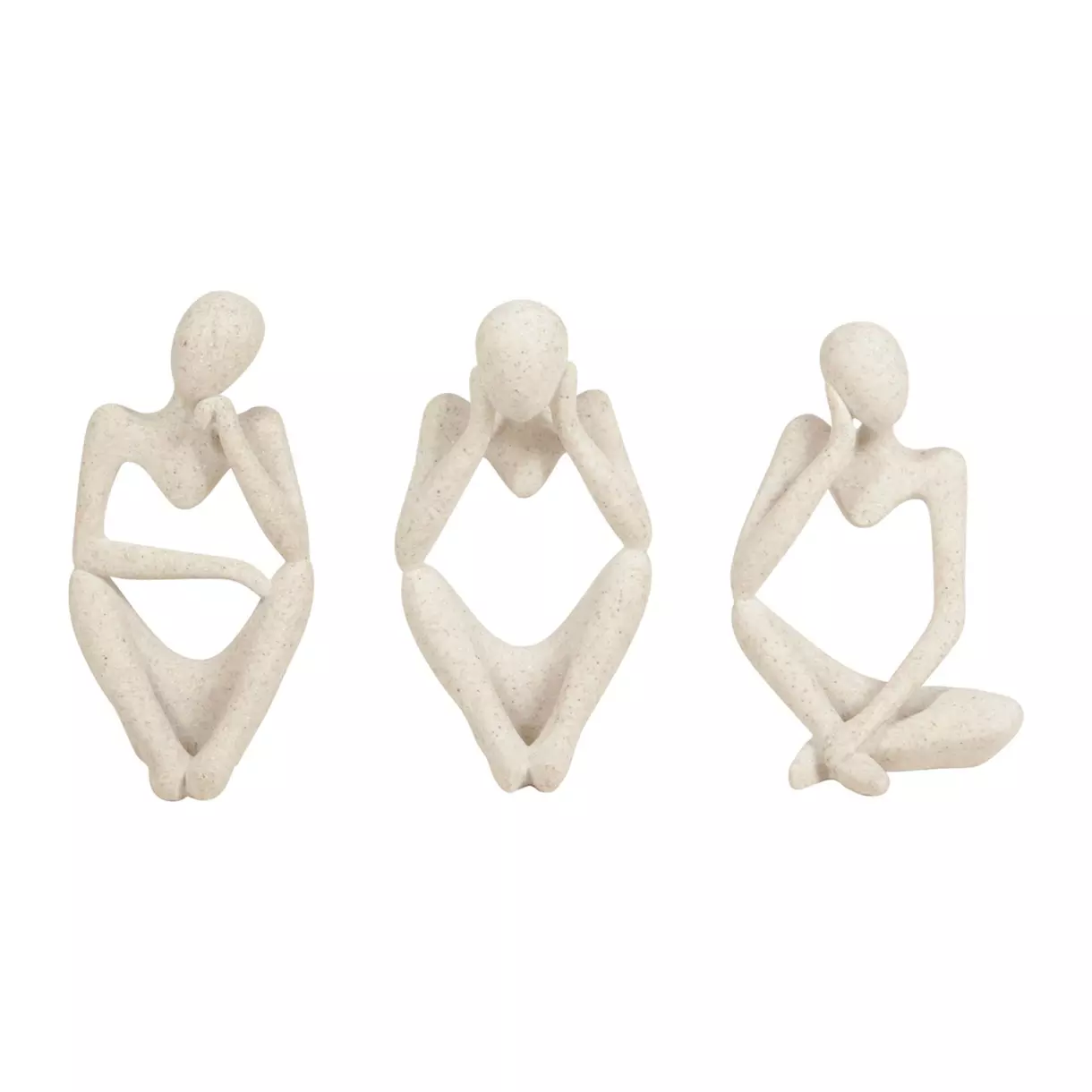 eminza Lot de 3 statues contemporaines (H22 cm) Dolo Blanc