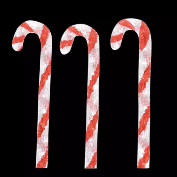 Eminza Lot De 3 Sucres D'orge Lumineux 90 LED (H60 Cm) Blanc Froid