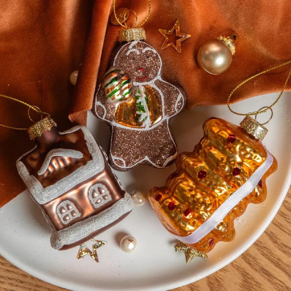 eminza Lot de 3 suspensions en verre (H11 cm) Délices de Noël