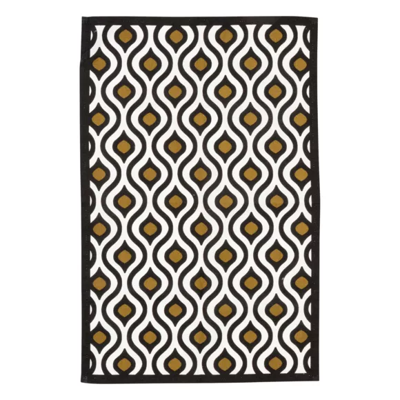 Eminza Lot De 3 Torchons Coton (45 X 70 Cm) Twist Noir