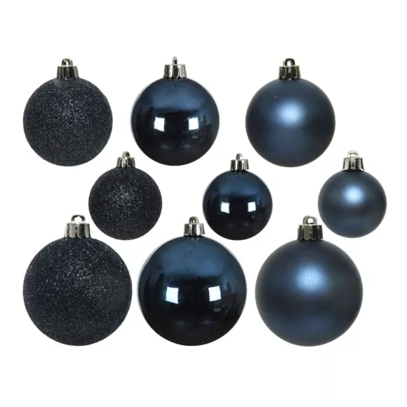 Eminza Lot De 30 Boules De Noël Alpine Assorties Bleu Nuit