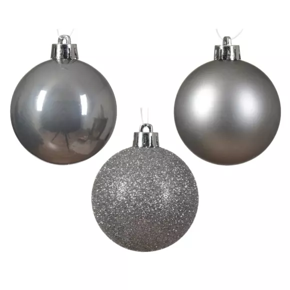 Eminza Lot De 30 Boules De Noël Alpine Assorties Gris Marbre