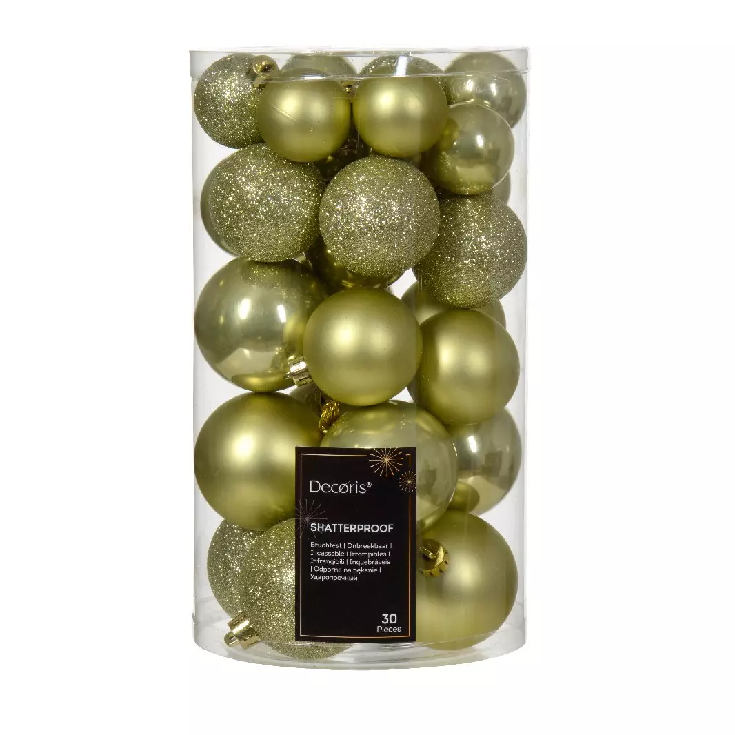 eminza Lot de 30 boules de Noël Alpine assorties Pistache