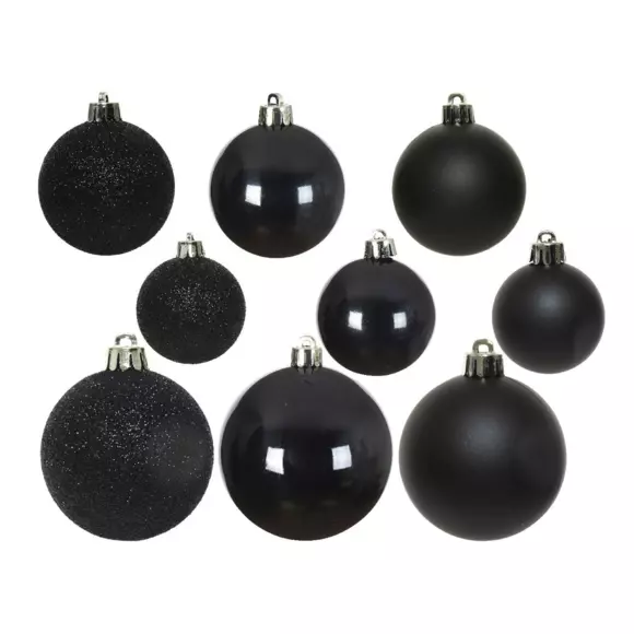 Eminza Lot De 30 Boules De Noël Assorties Alpine Noir
