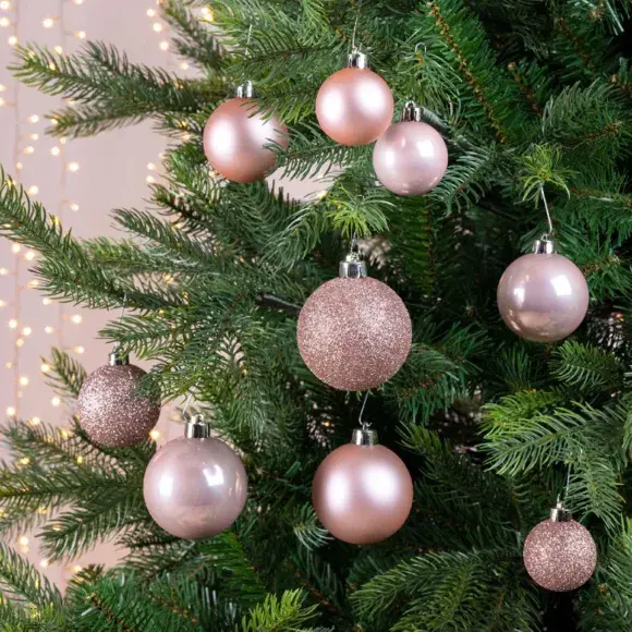 Eminza Lot De 30 Boules De Noël Assorties Alpine Rose Poudré