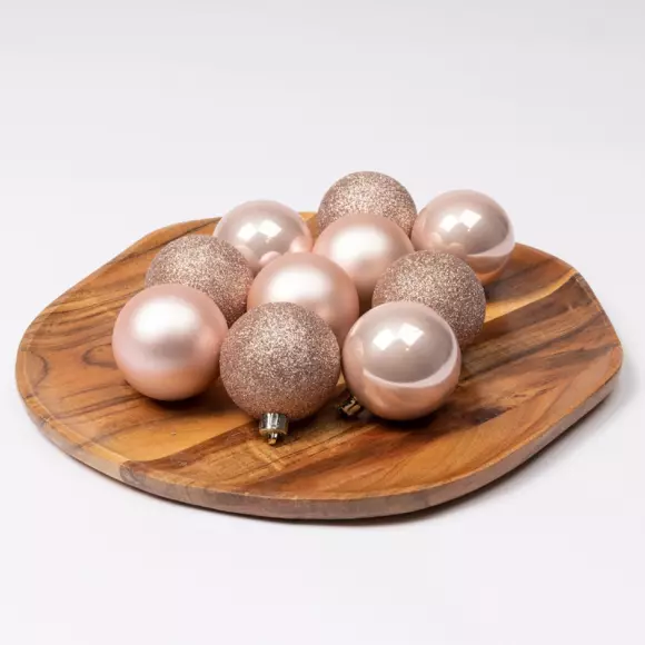 Eminza Lot De 30 Boules De Noël Assorties Alpine Rose Poudré