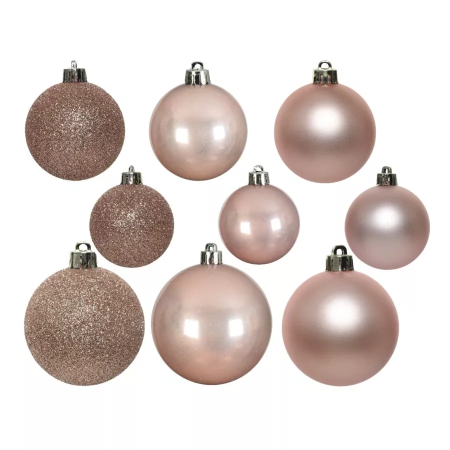 Eminza Lot De 30 Boules De Noël Assorties Alpine Rose Poudré