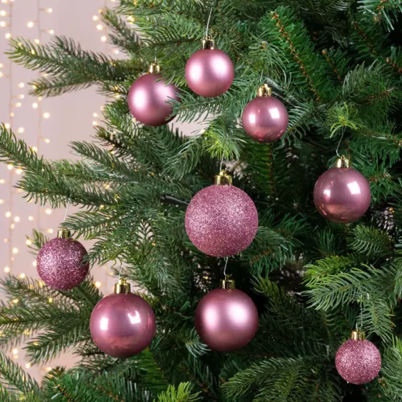 Eminza Lot De 30 Boules De Noël Assorties Alpine Vieux Rose