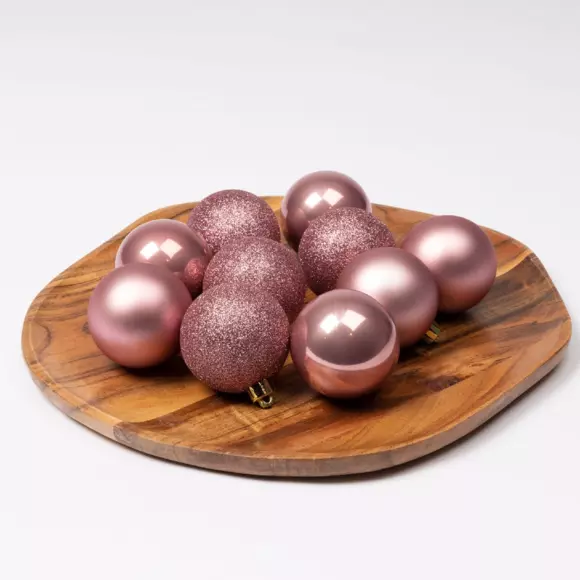 Eminza Lot De 30 Boules De Noël Assorties Alpine Vieux Rose