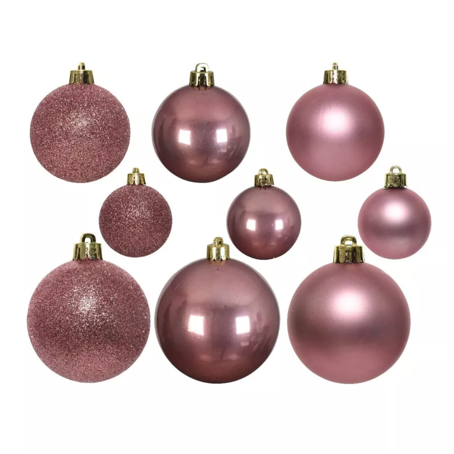 Eminza Lot De 30 Boules De Noël Assorties Alpine Vieux Rose