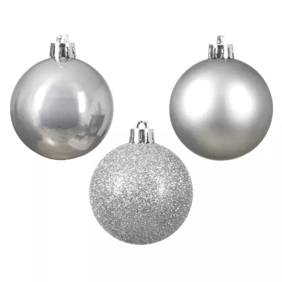Eminza Lot De 30 Boules De Noël Assorties New Alpine Argent