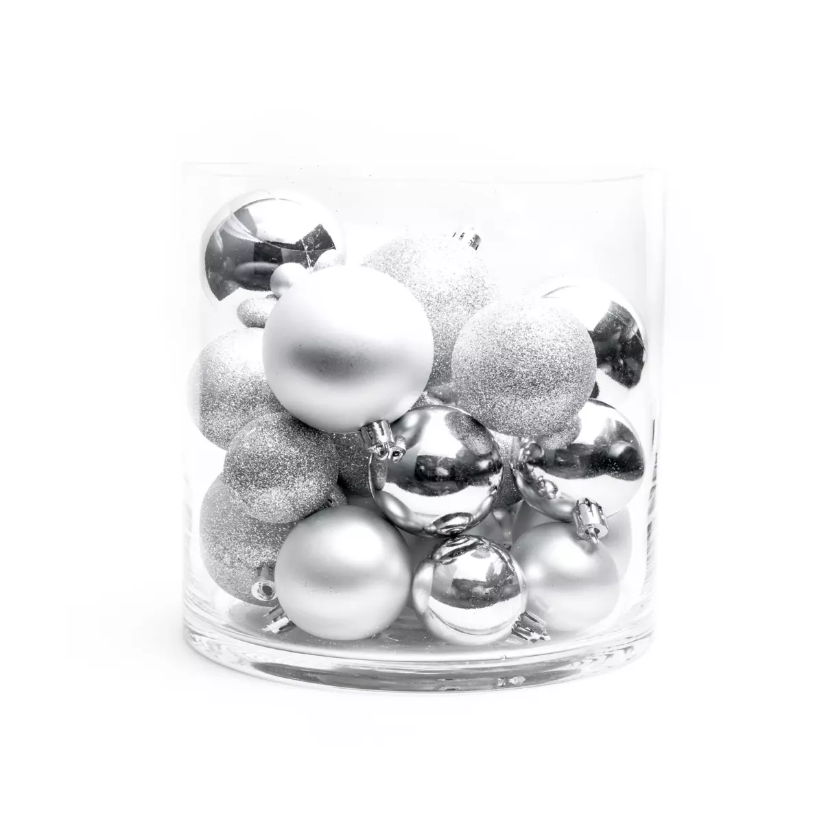 eminza Lot de 30 boules de Noël assorties New Alpine Argent