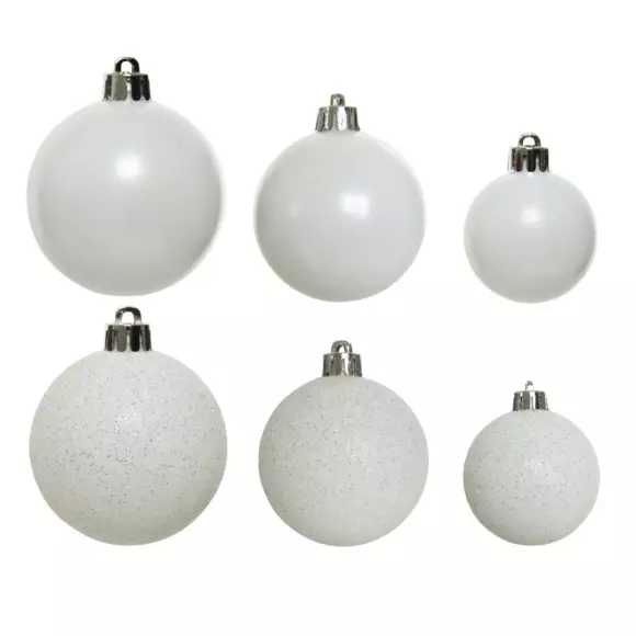 Eminza Lot De 30 Boules De Noël Assorties New Alpine Blanc