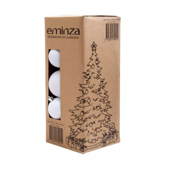 Eminza Lot De 30 Boules De Noël Assorties New Alpine Blanc