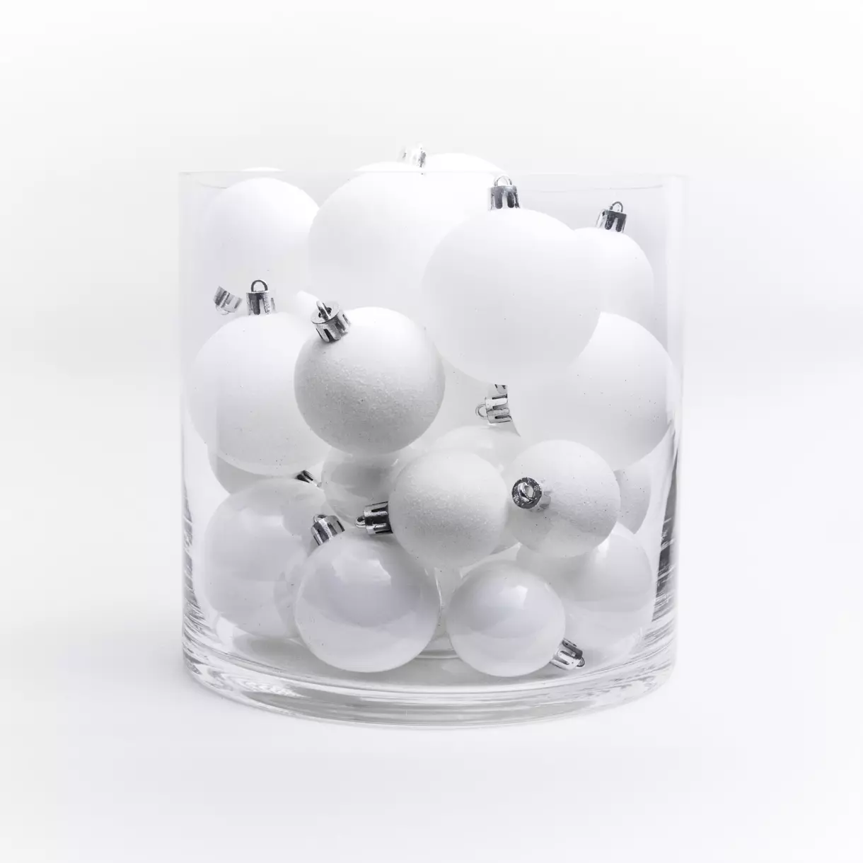 eminza Lot de 30 boules de Noël assorties New Alpine Blanc
