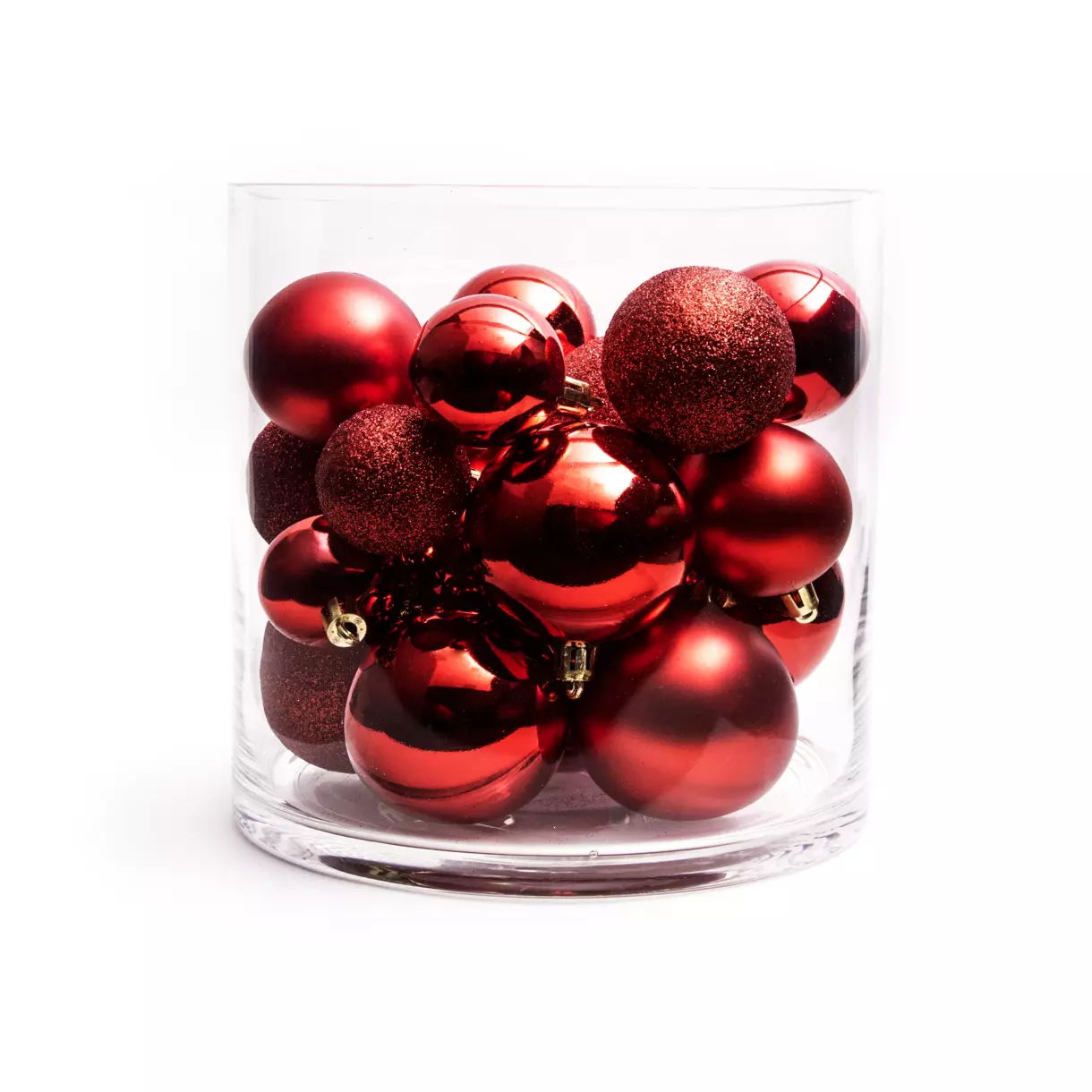 eminza Lot de 30 boules de Noël assorties New Alpine Rouge