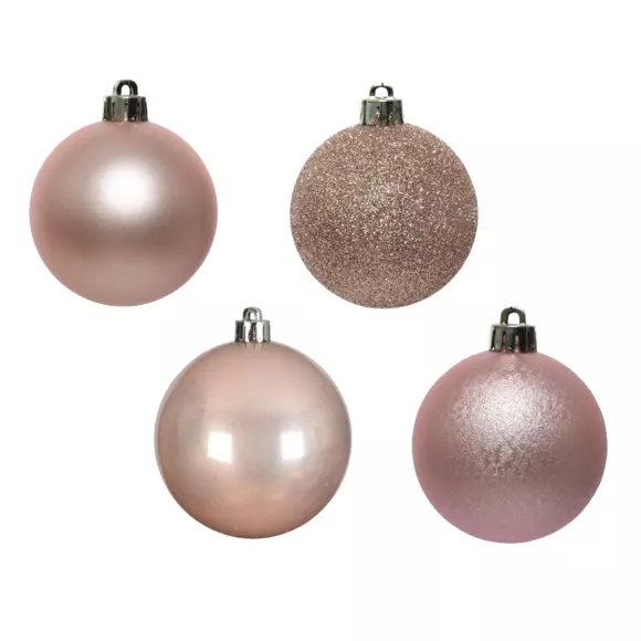 Eminza Lot De 30 Boules De Noël (D60 Mm) Alpine Rose Poudré