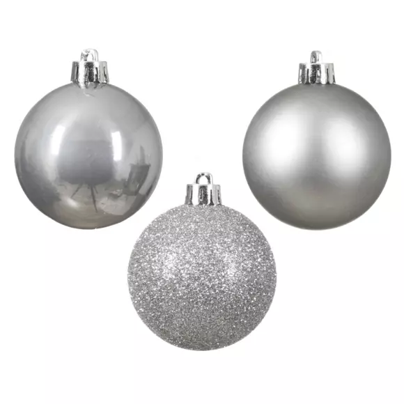 Eminza Lot De 30 Boules De Noël (D80 Mm) New Alpine Argent