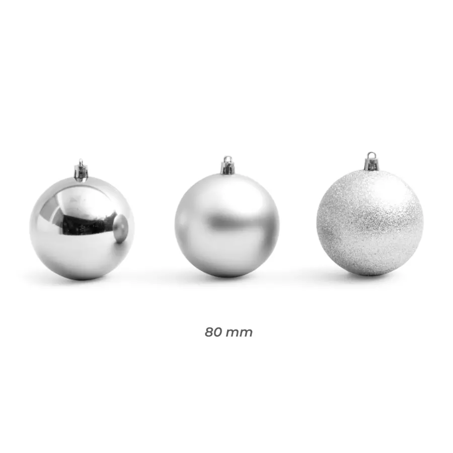 Eminza Lot De 30 Boules De Noël (D80 Mm) New Alpine Argent