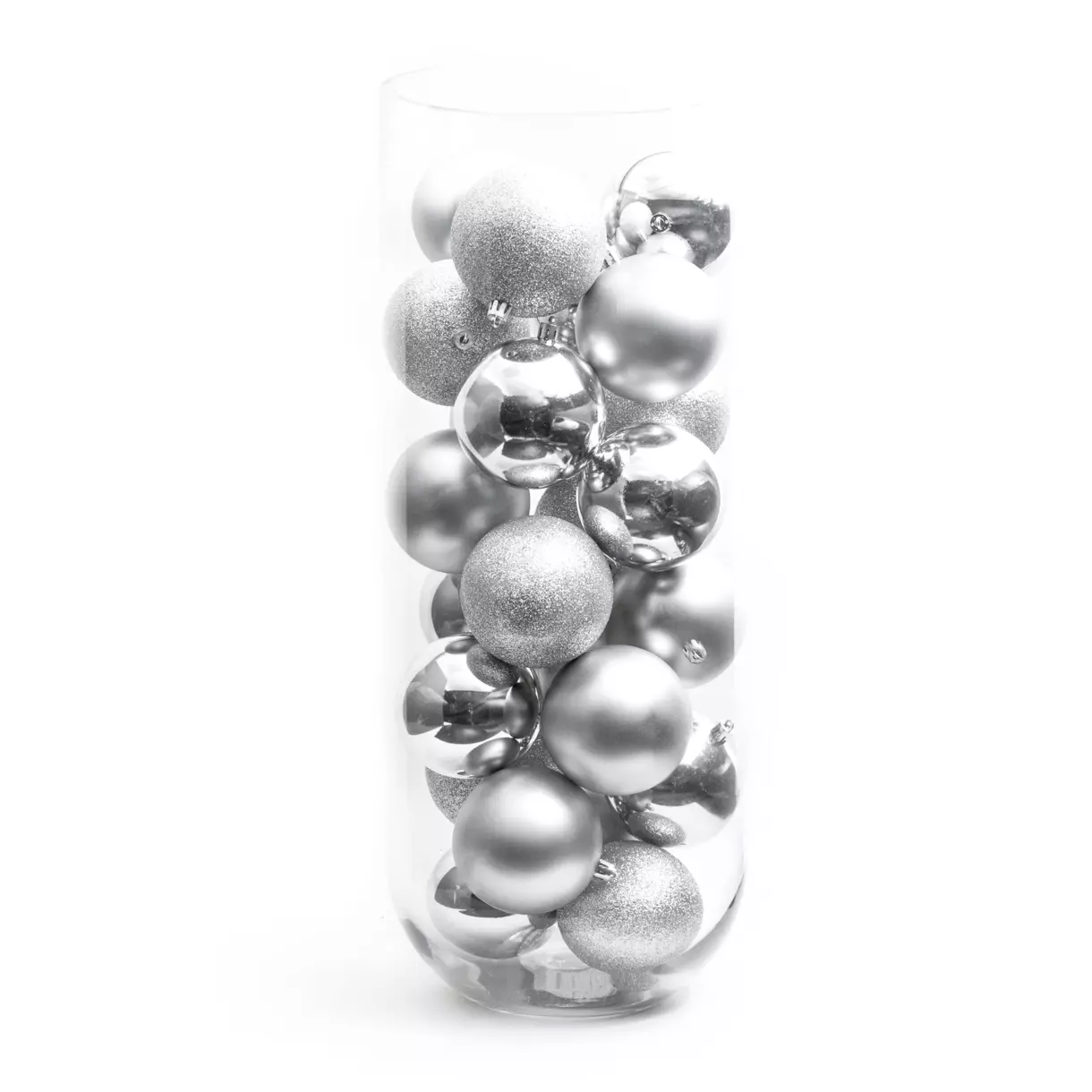 eminza Lot de 30 boules de Noël (D80 mm) New Alpine Argent