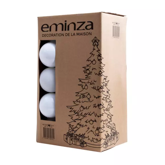 Eminza Lot De 30 Boules De Noël (D80 Mm) New Alpine Blanc