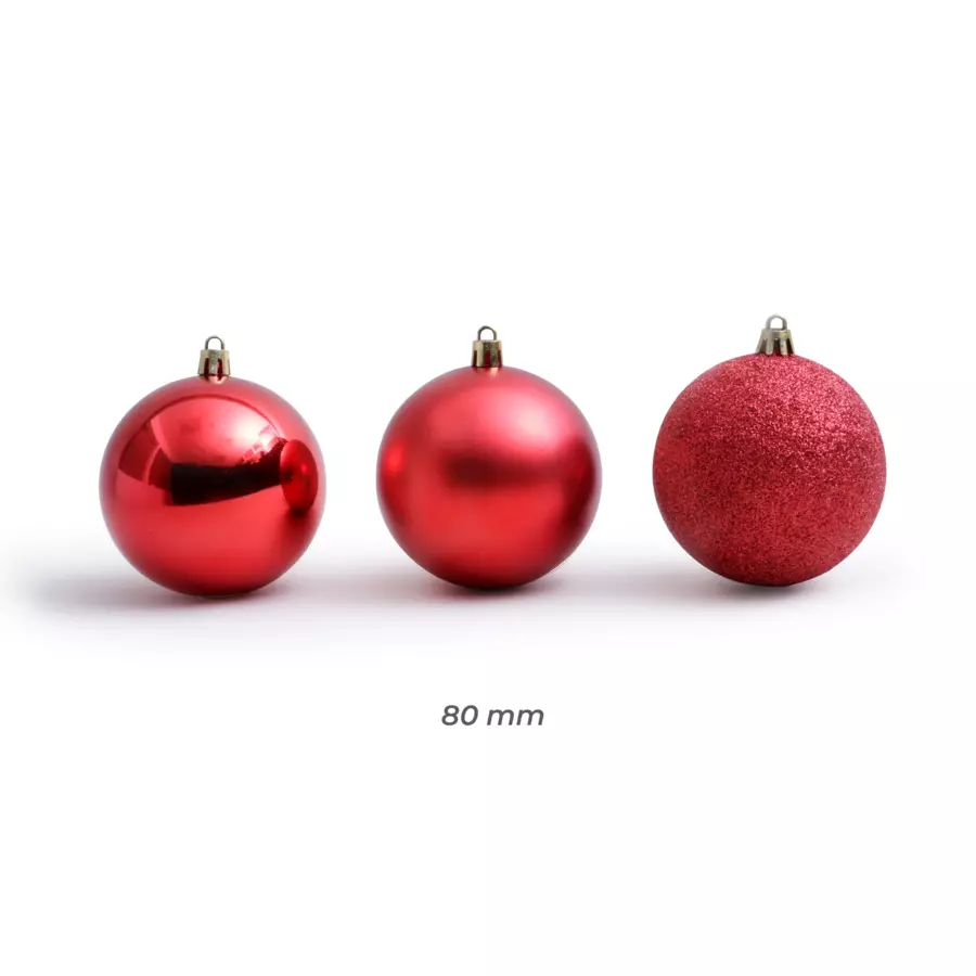 Eminza Lot De 30 Boules De Noël (D80 Mm) New Alpine Rouge