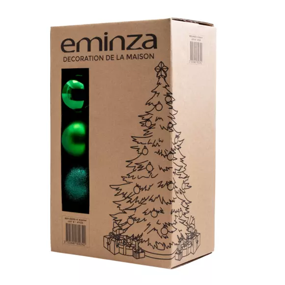 Eminza Lot De 30 Boules De Noël (D80 Mm) New Alpine Vert Sapin
