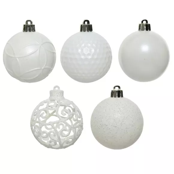 Eminza Lot De 37 Boules De Noël (D60 Mm) Alpine Mix Blanc