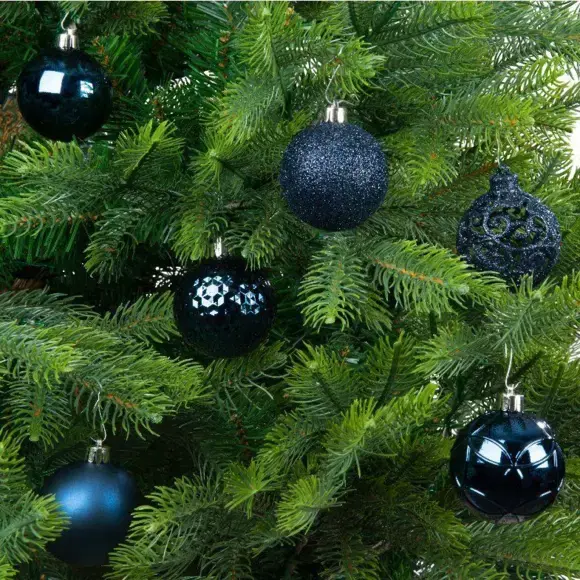 Eminza Lot De 37 Boules De Noël (D60 Mm) Alpine Mix Bleu Nuit