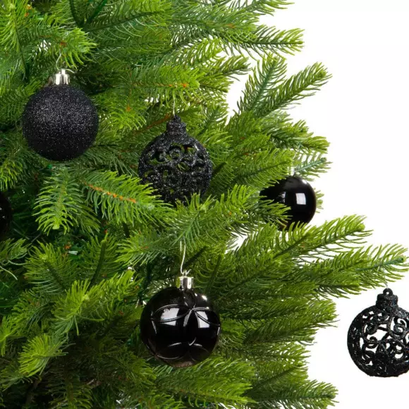 Eminza Lot De 37 Boules De Noël (D60 Mm) Alpine Mix Noir